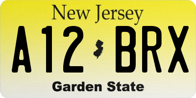 NJ license plate A12BRX