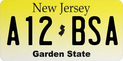NJ license plate A12BSA