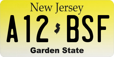 NJ license plate A12BSF