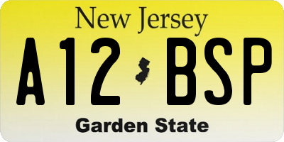 NJ license plate A12BSP