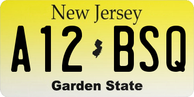 NJ license plate A12BSQ