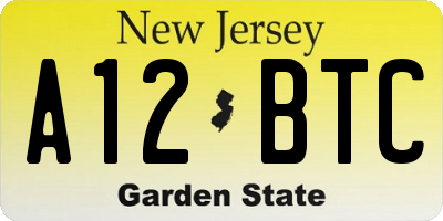 NJ license plate A12BTC