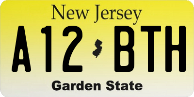 NJ license plate A12BTH