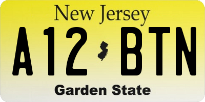NJ license plate A12BTN