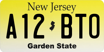 NJ license plate A12BTO