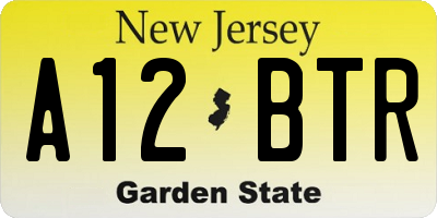 NJ license plate A12BTR