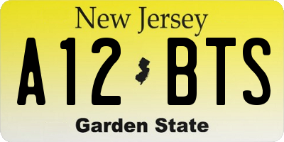 NJ license plate A12BTS