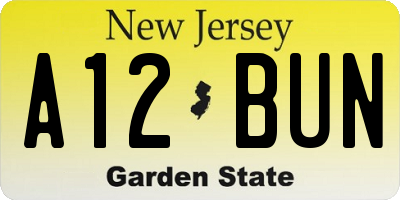 NJ license plate A12BUN