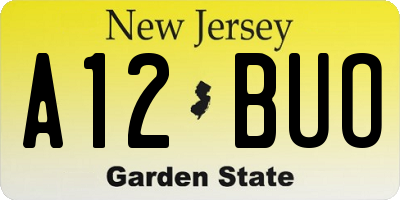 NJ license plate A12BUO