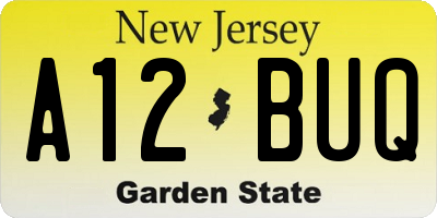 NJ license plate A12BUQ