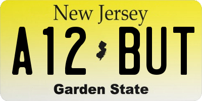 NJ license plate A12BUT
