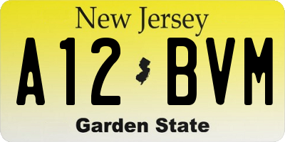 NJ license plate A12BVM