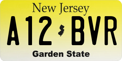 NJ license plate A12BVR