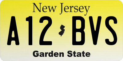 NJ license plate A12BVS