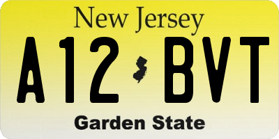 NJ license plate A12BVT