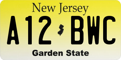 NJ license plate A12BWC