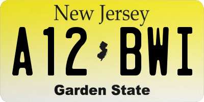 NJ license plate A12BWI
