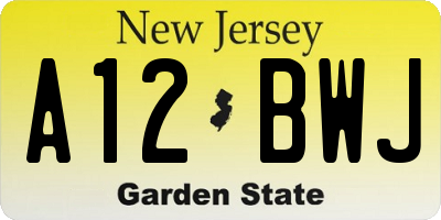 NJ license plate A12BWJ