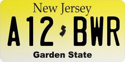NJ license plate A12BWR
