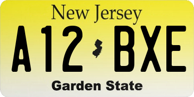 NJ license plate A12BXE