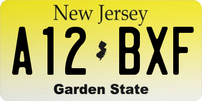 NJ license plate A12BXF