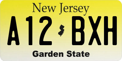 NJ license plate A12BXH