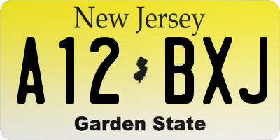 NJ license plate A12BXJ