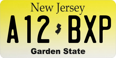 NJ license plate A12BXP
