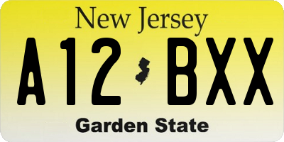 NJ license plate A12BXX