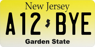 NJ license plate A12BYE