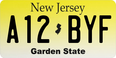 NJ license plate A12BYF
