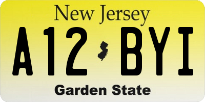 NJ license plate A12BYI