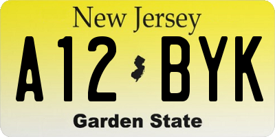 NJ license plate A12BYK