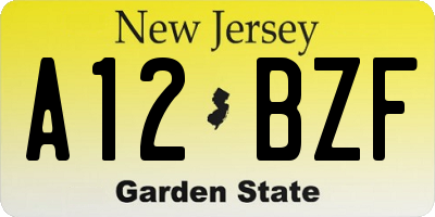 NJ license plate A12BZF