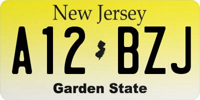 NJ license plate A12BZJ