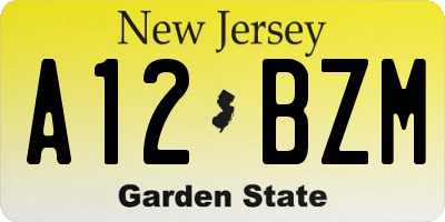 NJ license plate A12BZM