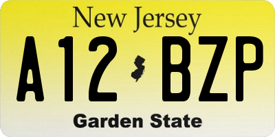 NJ license plate A12BZP