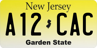 NJ license plate A12CAC