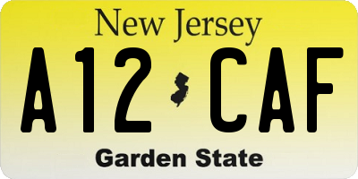 NJ license plate A12CAF