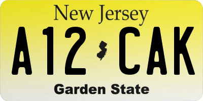 NJ license plate A12CAK