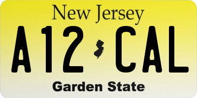 NJ license plate A12CAL