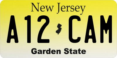 NJ license plate A12CAM