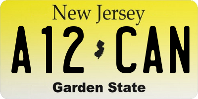 NJ license plate A12CAN