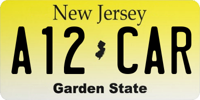 NJ license plate A12CAR