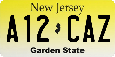 NJ license plate A12CAZ