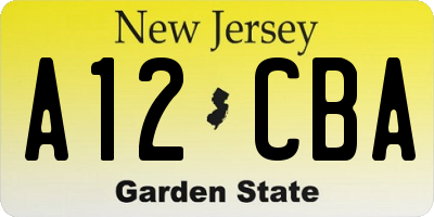 NJ license plate A12CBA