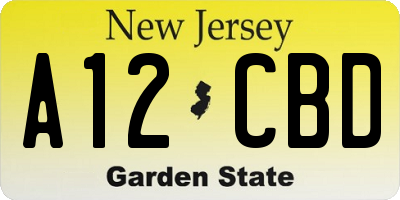 NJ license plate A12CBD