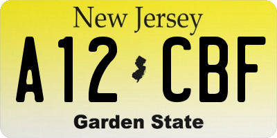 NJ license plate A12CBF