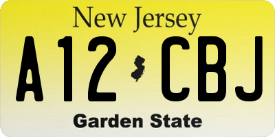 NJ license plate A12CBJ