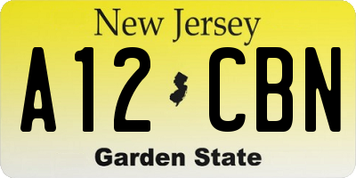 NJ license plate A12CBN